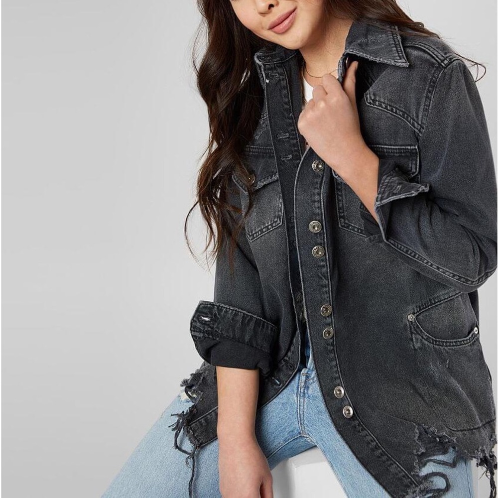 Free people distressed denim jacket